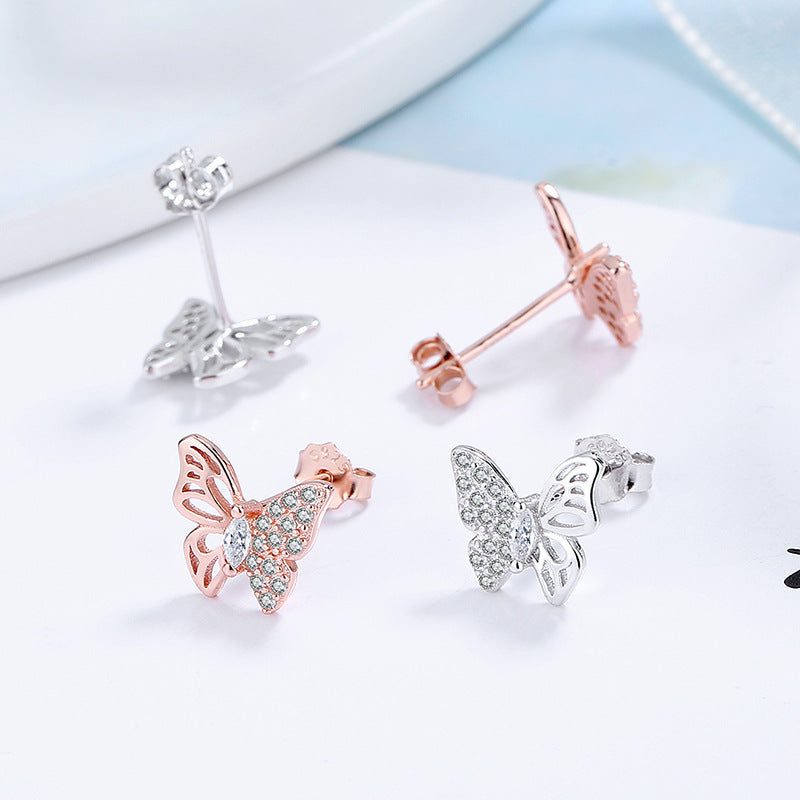 Ladies earrings in an elegant butterfly design with sparkling zirconia Symbol Fashion