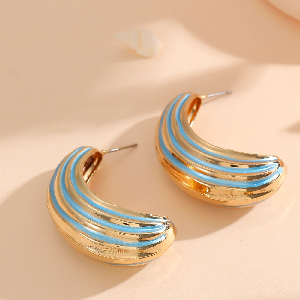 Women Hanging Earrings with Luxurious Gold and Pink Finish Symbol Fashion