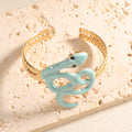 Women Open Cuff Bracelet with Artistic Snake Design Symbol Fashion