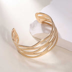 Women's Open Bangle with Elegant Wave Design Symbol Fashion