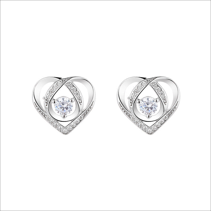 Women's earrings in elegant heart design with sparkling zirconia Symbol Fashion