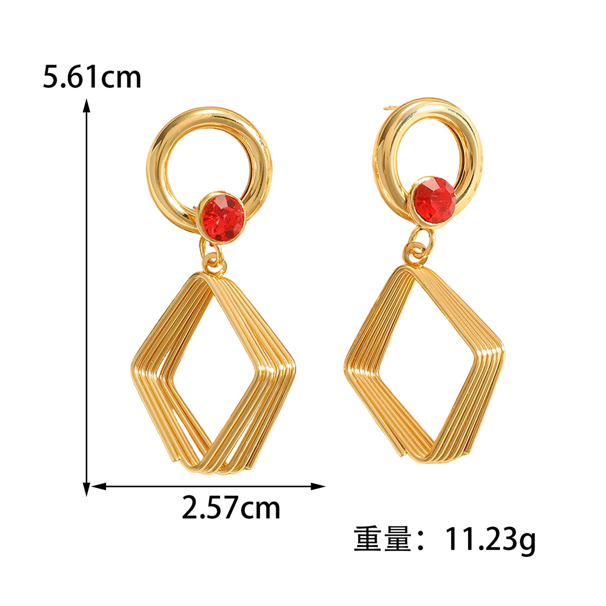 Women's Design Earrings with Geometric Wire Motif Symbol Fashion