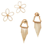 Ladies Hanging Earrings in Artistic Flower Design Symbol Fashion