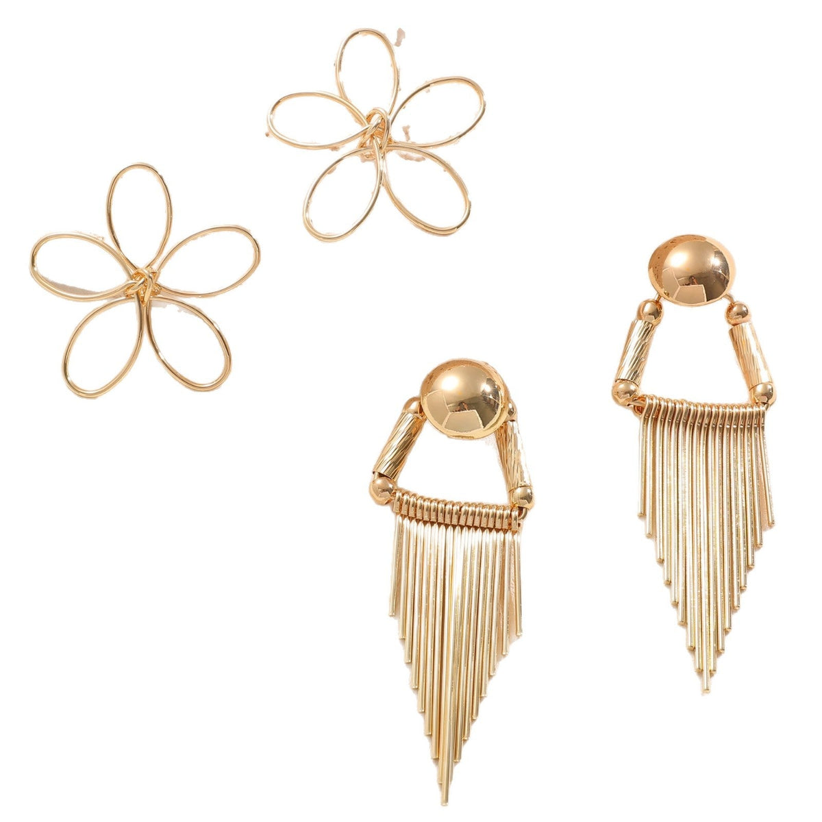 Ladies Hanging Earrings in Artistic Flower Design Symbol Fashion