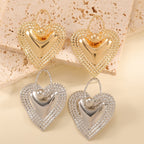 Ladies Heart-Shaped Earrings with Sparkling Zircon Decorations Symbol Fashion