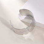 Women's Open Bangle with Elegant Wave Design Symbol Fashion