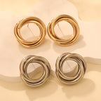 Women's Hanging Earrings with Elegant, Curved Ring Design Symbol Fashion