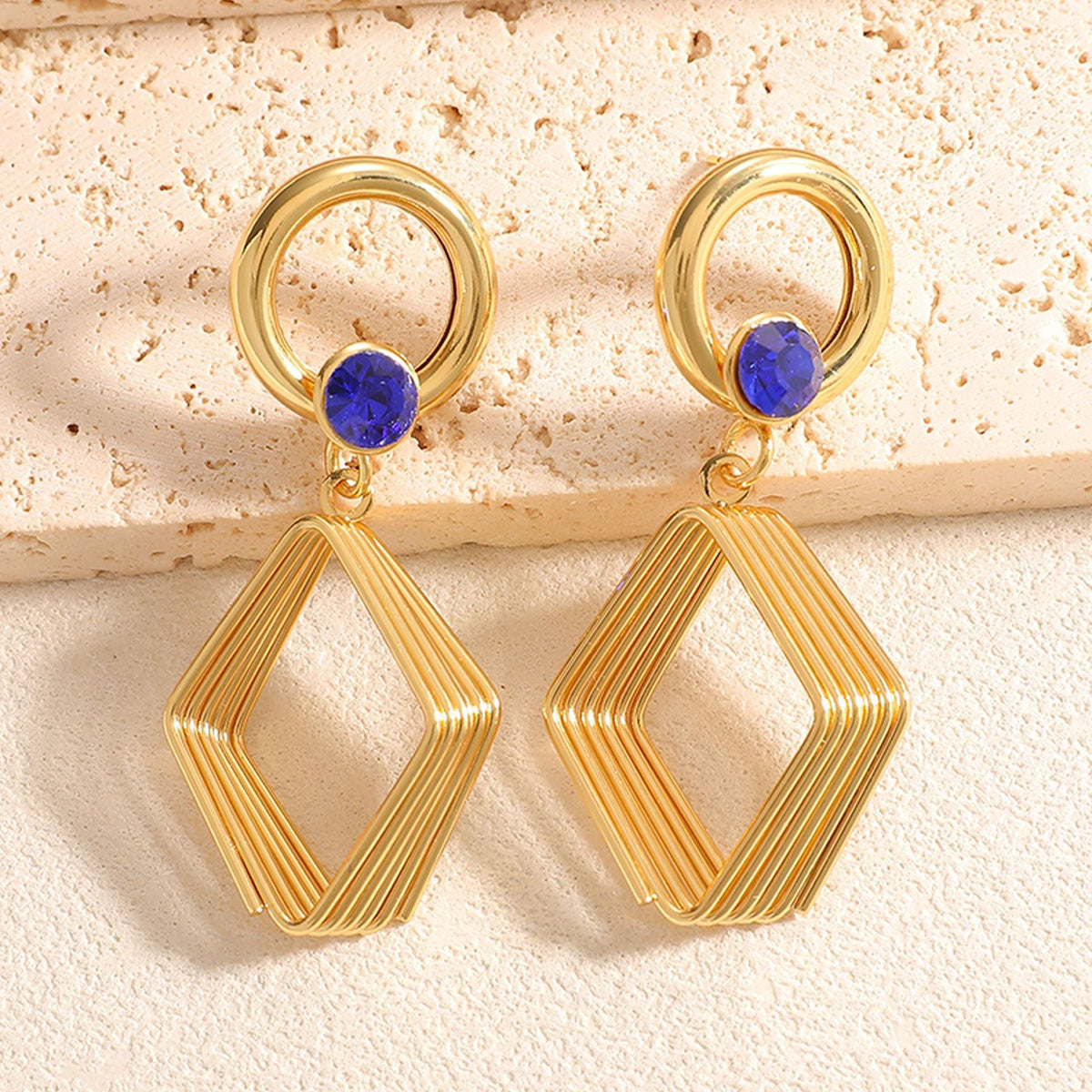 Women's Design Earrings with Geometric Wire Motif Symbol Fashion