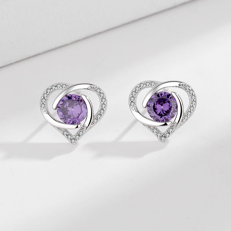 Ladies earrings in elegant heart design with shimmering zirconia Symbol Fashion