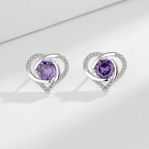 Ladies earrings in elegant heart design with shimmering zirconia Symbol Fashion