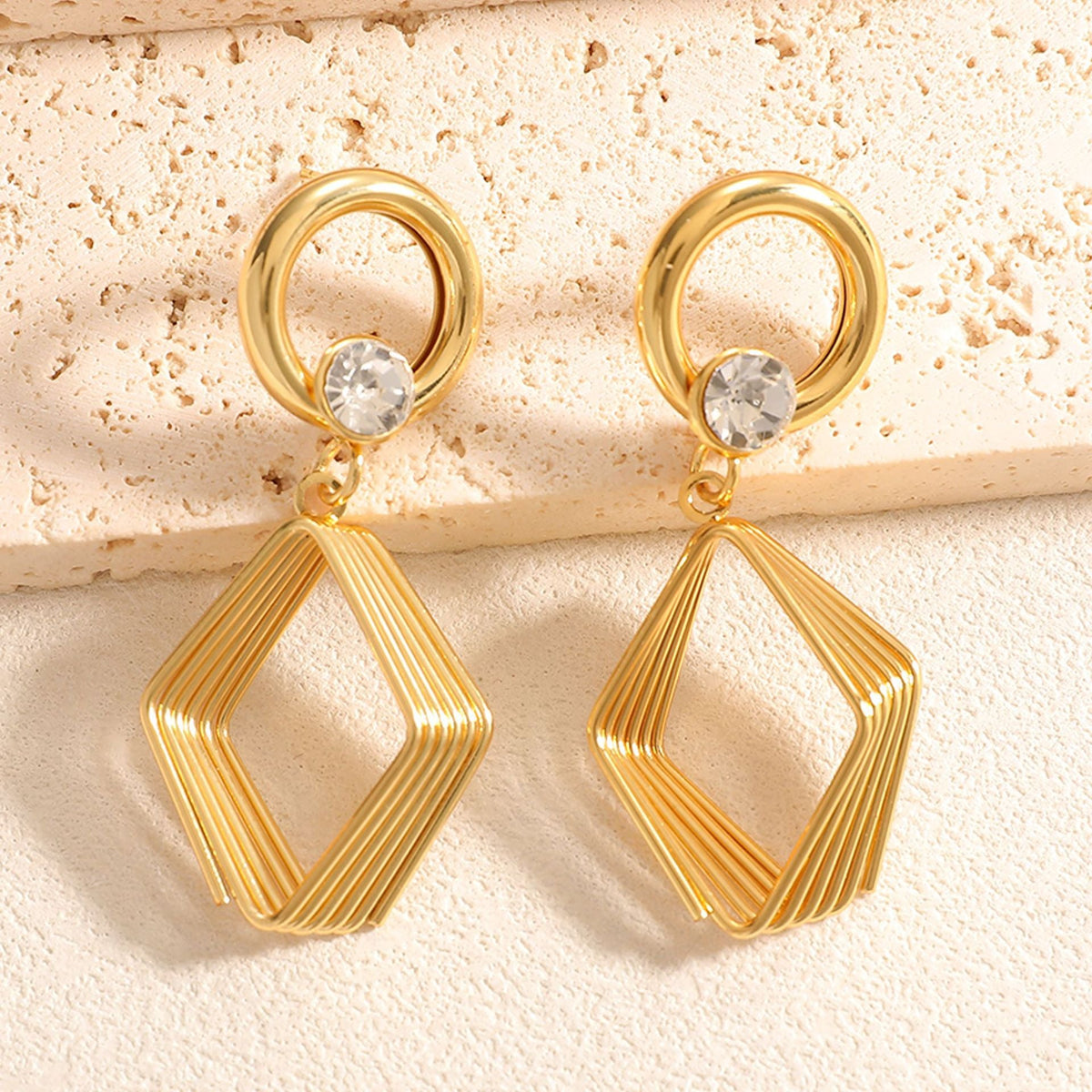 Women's Design Earrings with Geometric Wire Motif Symbol Fashion