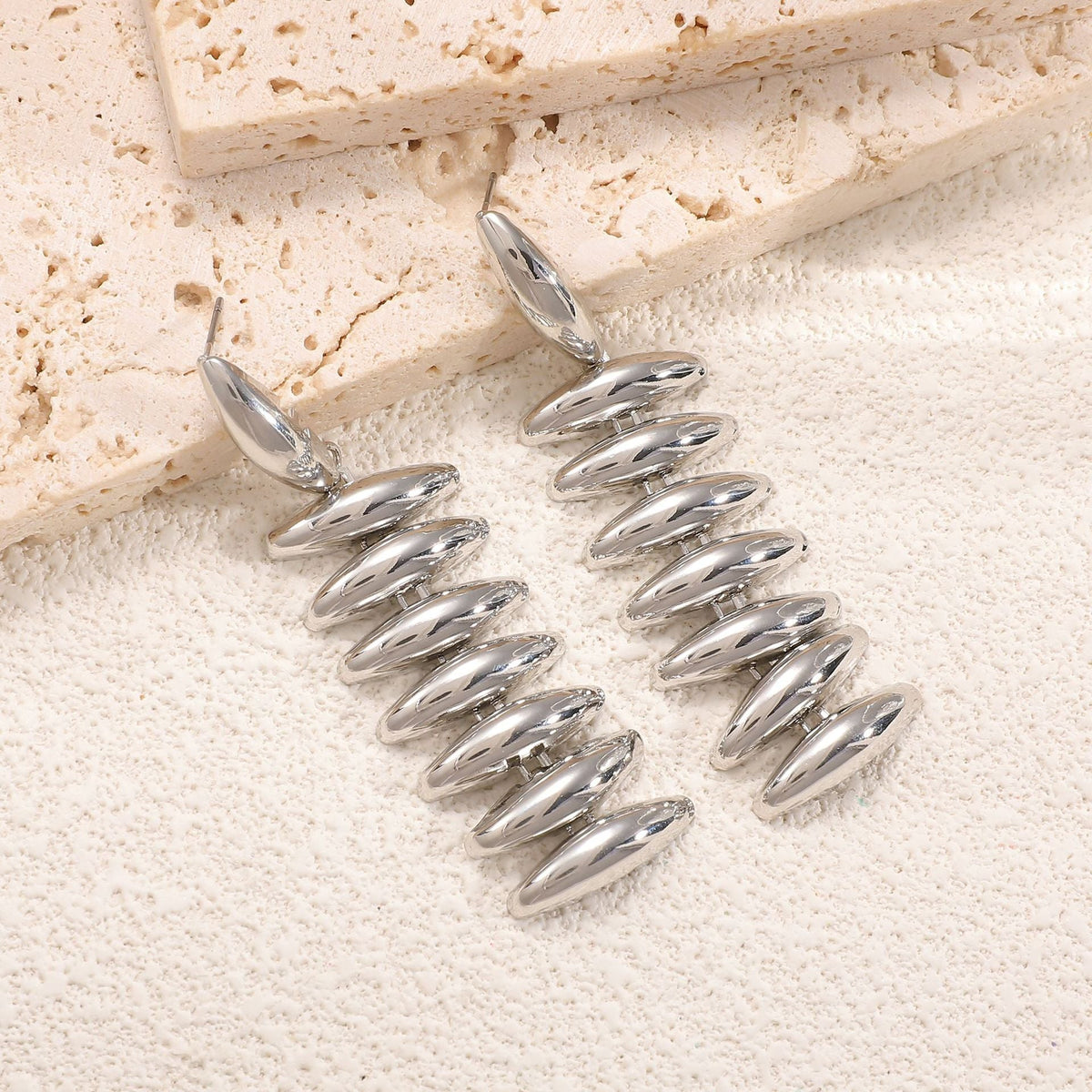 Ladies Hanging Earrings in Modern Spiral Design Symbol Fashion