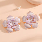 Ladies' flower earrings with intricate design and glossy accents Symbol Fashion