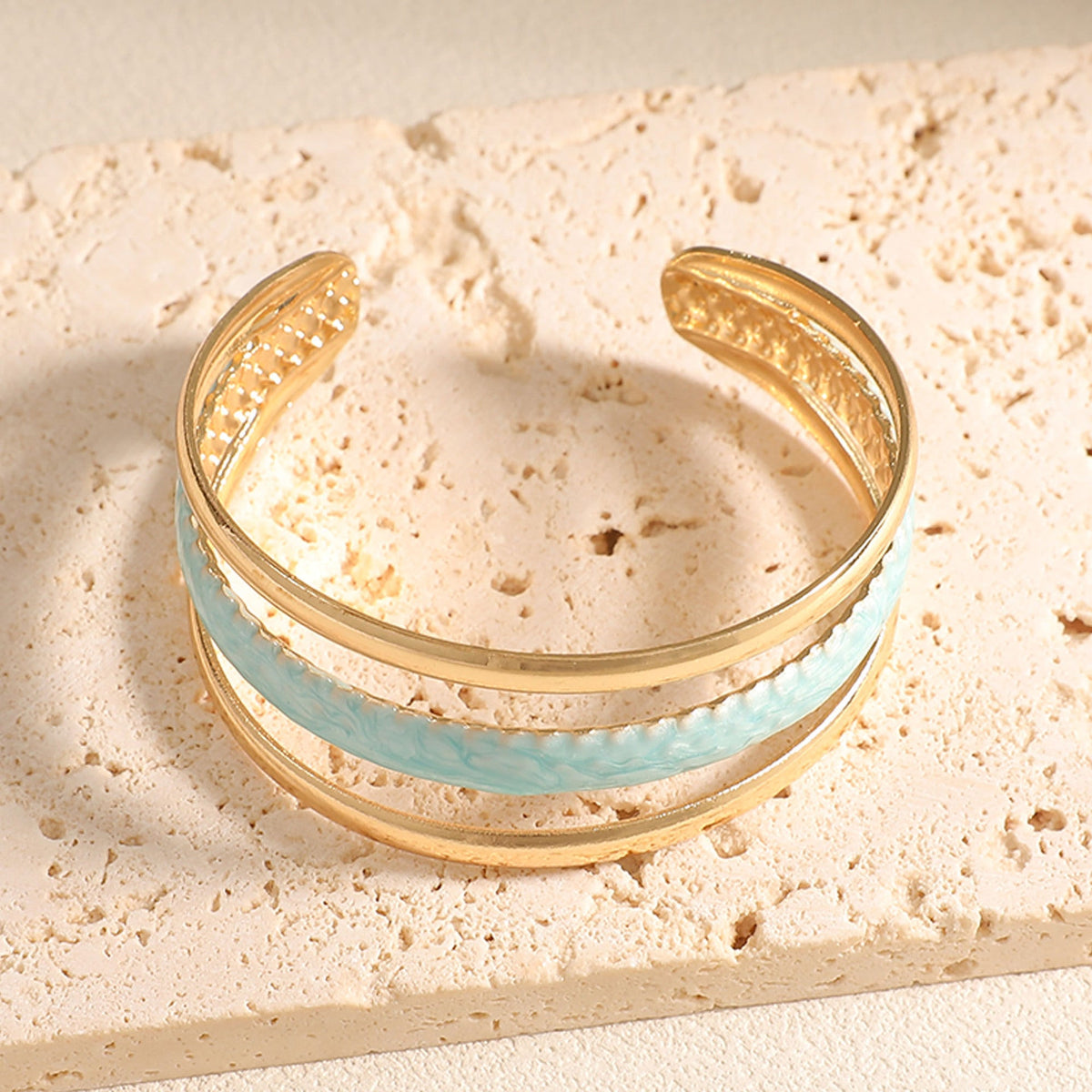 Women Open Bangle with Artistic Relief Design Symbol Fashion