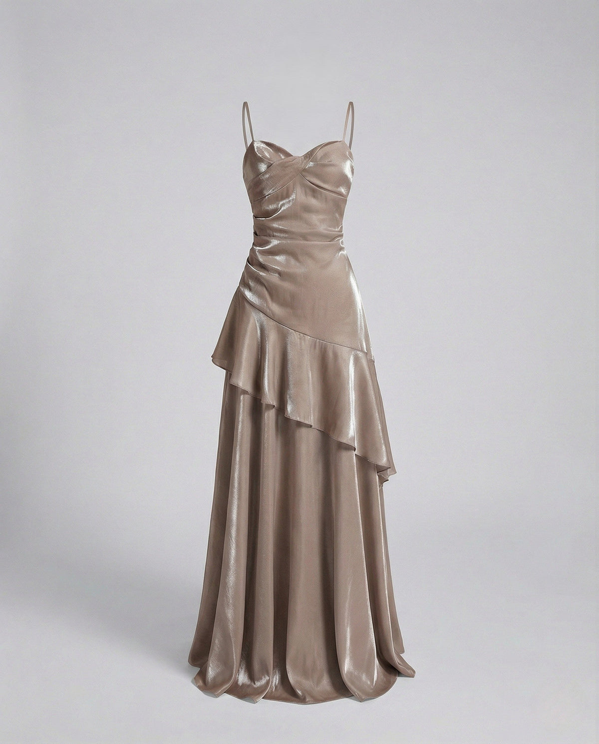 Ladies Satin Evening Dress with Heart Neckline
