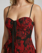 Women's Playful Mini Dress with Asymmetrical Cut and Exciting Floral Design