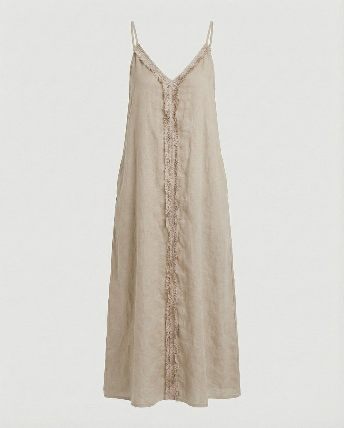 Women’s Maxi Dress with Casual V-Neck and Side Pockets