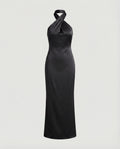 Women Elegant Evening Dress with Asymmetric Halterneck and Figure-Hugging Cut