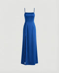 Women's Elegant Evening Dress with Flowing Skirt and Deep Slit
