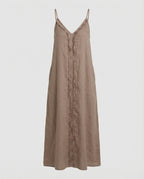 Women’s Maxi Dress with Casual V-Neck and Side Pockets